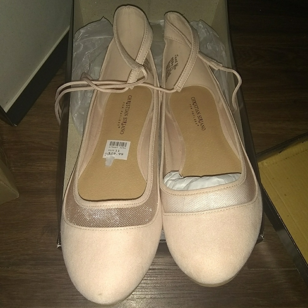 Blush pink flats.